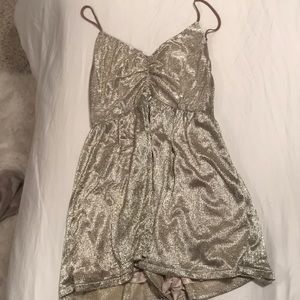 Urban outfitters metallic cinch romper
